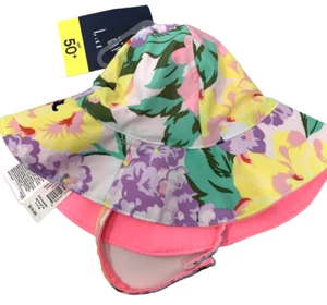 NWT Baby Gap Girls 0-6 Months Pink Yellow Floral  Reversible Bucket Sun Hat - Picture 1 of 6