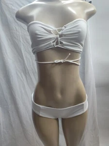 WHITE STRAPLESS BIKINI SET LARGE - Picture 1 of 8