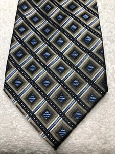 PLATINUM DESIGNS MENS TIE BEIGE BLUE NAVY BLUE GOLD 4 X 61 NWOT - Picture 1 of 4