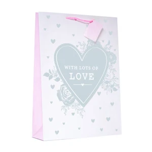BOLSA DE REGALO DE CUMPLEAÑOS/ANIVERSARIO/BODA MEDIANA/GRANDE/XL CON MUCHO AMOR CORAZÓN - Imagen 1 de 1