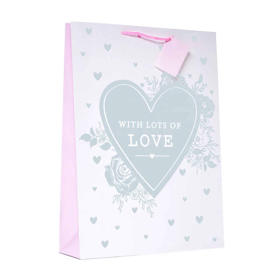 BIRTHDAY/ANNIVERSERY/WEDDING  Medium/Large/XL Gift Bag WITH LOTS OF LOVE HEART - Image 1 of 1