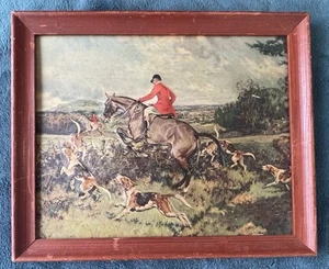 RARE! ANTIQUE FRAMED RAISED PRINT BY GILBERT SCOTT WRIGHT!! THE HUNT IS ON! - Picture 1 of 6