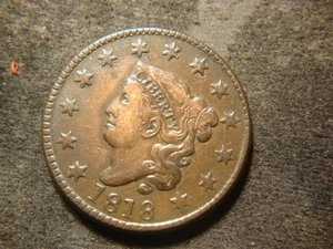 1818 VF XF Coronet Head Hair Large Cent IAX - Picture 1 of 2