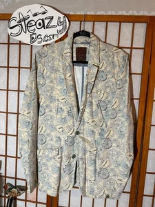 GUESS USA BLUE florlal PAISLEY Blazer SUIT JACKET lightweight - Picture 1 of 8