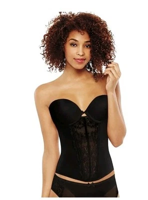 Bustier push up de encaje floral sin tirantes Maidenform 34B MFB100 negro Foto 1 de 2