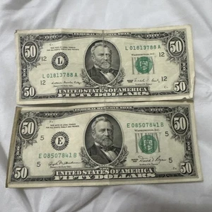 Vintage Circulated 1981 & 1988 Fifty Dollar ($50) - Picture 1 of 16