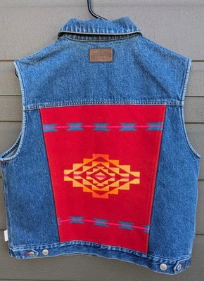 Vintage Pendleton Originals Denim Vest Women's Medium M Aztec - Image 1 of 4