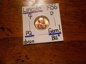 1956D Lincoln Cent Gem BU+ SPLENDID!!!!!! PQ!!!! LOOOOOOOOK!!!!!!!!! - Picture 1 of 4