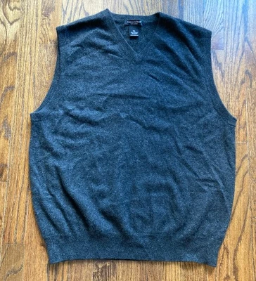 Chaleco Suéter Grayson & Dunn Para Hombre Talla 2XL 100% Cachemira Cuello en V Gris Oscuro Foto 1 de 4