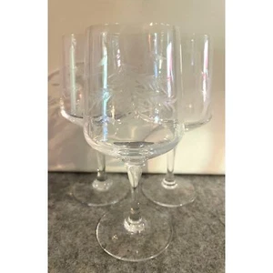 3 Vintage Short Stemmed Wine Glasses With Bamboo Etching MCM  # 1931 - Picture 1 of 2