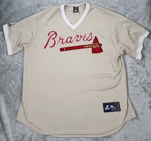 Atlanta Braves Justin Upton Jersey Mens XXL Tan MLB Baseball Alternate Majestic - Picture 1 of 10