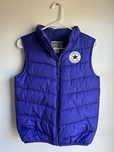 Converse All Stars puffer zip up vest girls kids size 12/13 purple blue - Picture 1 of 5
