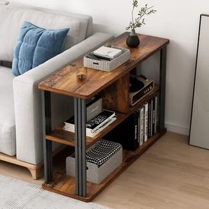 Icon Wood and Steel Sofa Side Bedside Table with Shelves (Black) - Picture 1 of 3