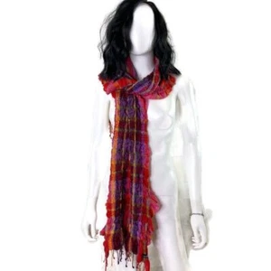 FRAAS Damen Crinkle Schal Fransenborte kariert Tuch bunt Halstuch 74" - Bild 1 von 8