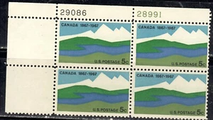 #1324 1967 5-cent Canada Centenary block of 4 with plate# MNH - Picture 1 of 1