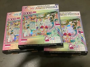 3*Fashion Angels Color & Bling DIY Jumbo Puzzle 1000 Pieces Gems & Markers Craft - Picture 1 of 1