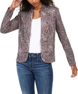 Tommy Hilfiger Jacket Womens Sz XL Military Band Leopard Knit Blazer Pockets Y2K - Picture 1 of 6