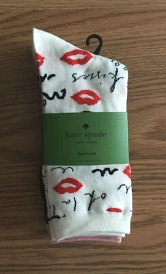 Kate Spade Women's Crew Socks (3 Pairs) - Kiss Print, Solid, Stripes Multi - Image 1 of 4