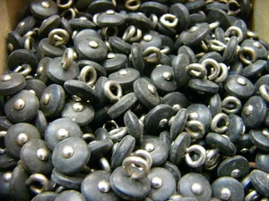 Antique Vintage Victorian Boot Buttons - Black Matte with Silver Eye - Picture 1 of 3