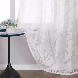 Ausbrenner Gardinen Schlaufen Kräuselband Ösen Blumen Vorhang Voile Dekoschals - Bild 1 von 25