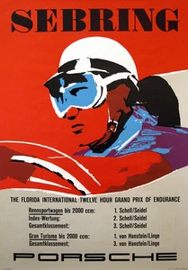 Sebring Florida Porsche 12 Hour Grand Prix Vintage Race Car Poster - Picture 1 of 1