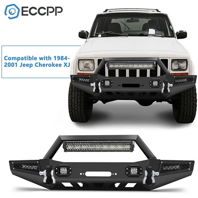 ECCPP Steel Front Bumper Guard Bar Fog Lamps For 1984-2001 JEEP Cherokee Foto 1 de 4