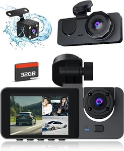 ✅ 3 Kanal 4K Dash Cam, Dashcam vorne & hinten innen, hinten 32GB 24Std Parken - Bild 1 von 7