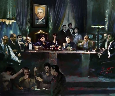 20x16英寸黑手党会议黑道家族、好研究员、疤面煞星和戈蒂海报相框 — 第 1/3 张图片