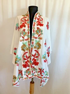 Weiße bestickte Boho-Jacke von Tolani - Größe Extra Large - Bild 1 von 6