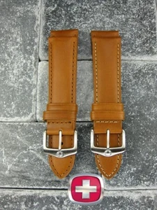 20mm VICTORINOX SWISS ARMY Brown CALF LEATHER STRAP CAVALRY BAND Tan 2 Stitch - Picture 1 of 8