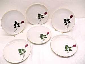Kuchenteller Winterling Marktleuthen Rote Rose 6 Beilagen Dessert Teller Vintage - Bild 1 von 8