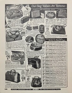 Vintage 1927 Sears Roebuck Catálogo Fiesta Y Noche Bolsos Anuncio - Imagen 1 de 1