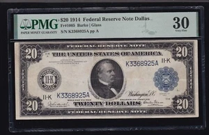 US 1914 $20 FRN Dallas Burke/Glass FR 1005 PMG 30 VF (925) - Picture 1 of 2