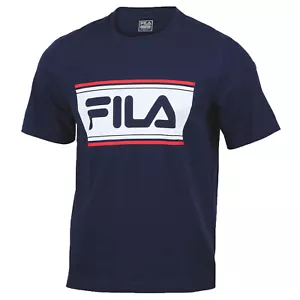Fila Men's Locker Room Logo Design Hip Hop Gym Lifestyle Red White Blue T-Shirt - Picture 1 of 2
