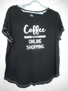 Blanco y Negro 2x (18W - 20W) Talla Grande Tejido Top Ropa de Dormir Café Compras - Imagen 1 de 3