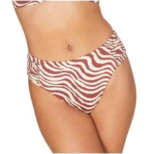 NWT Andie Swim The Hipster Bikini Bottom In Bias Stripe Truffle Size Small A1 - Picture 1 of 8