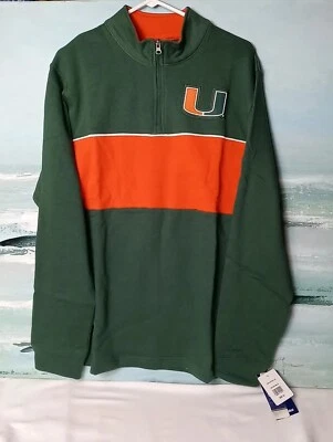 Chaqueta Pullover Miami Hurricanes Cuarto Cremallera Para Hombres XL Sudadera Fanáticos Nueva con Etiquetas Foto 1 de 4