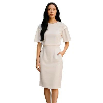 Kay Unger белый креп Capelet Midi платье| размер 4 - Изображение 1 из 4