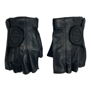 Harley Davidson Hombres XL Cuero Sin Dedos Guantes de Montar Motociclista Motocicleta NEGRO - Imagen 1 de 15