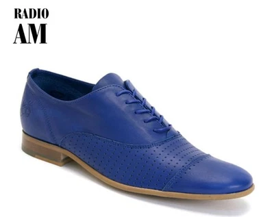 Fluevog EXCELENTE Radio AM Mocasín Eléctrico Azul Perforado con Cordones -W7/M5 Foto 1 de 4