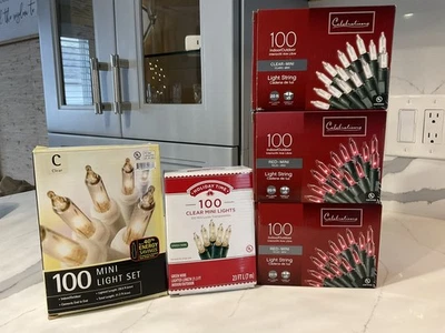5 box Lot 100 Mini Christmas Lights Red & White New - Image 1 of 4