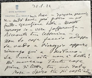 GIACOMO PUCCINI - AUTOGRAMMBRIEF SIGNIERT 30.08.1922 - Bild 1 von 3