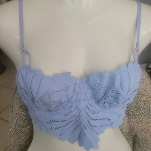 Free People LUCIA Underwire Bra Blue Hydrandea Lace NEW 34B  - Picture 1 of 8