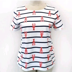 Talbots maritim Hummermuster gestreift Baumwolle Bluse Größe Medium T-Shirt Top - Bild 1 von 7