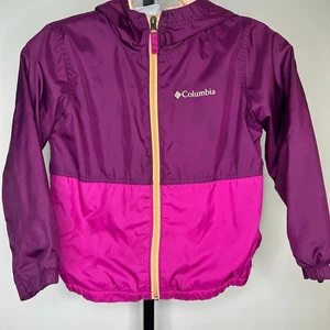 Columbia Girls Jacket- XS 6/7-lined windbreaker, fleece, small rip on back - Picture 1 of 5