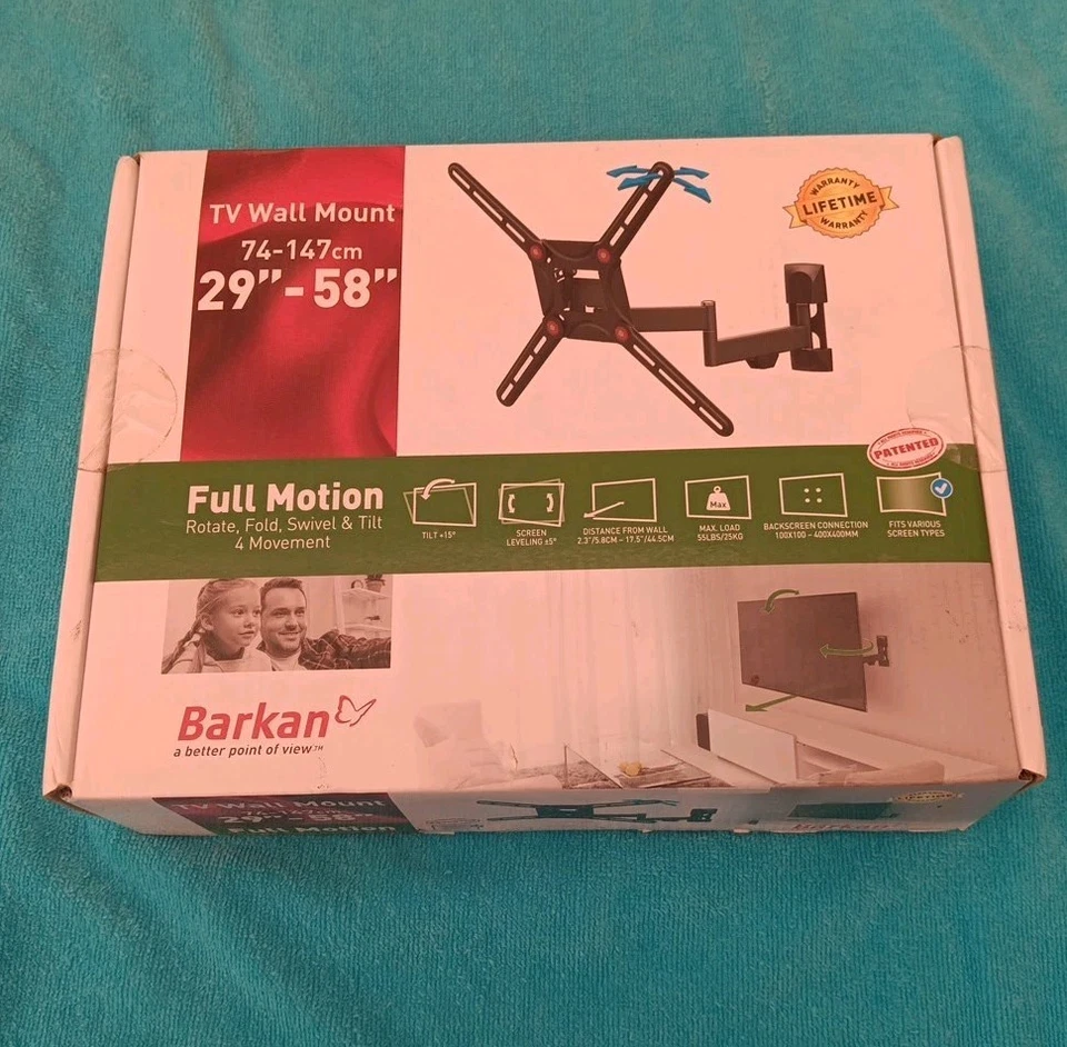 Suporte de parede para TV, 29"-58", Full Motion. Feito por Barkan. Carga máxima 55 lb - Imagem 1 de 4