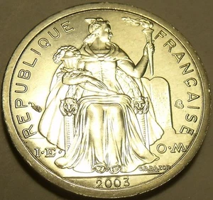 Choice Unc French Polynesia 2003 1 Franc~Minted In Paris France~Free Shipping - Picture 1 of 2