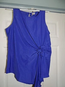 WOMEN'S A Diva Blouse Size L Dark Purple NWT Sleeveless W/Bow Gathered @ Side  - Picture 1 of 7