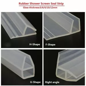 Tira de sellado de pantalla de ducha de gel de sílice en forma de F/H para puerta de baño de vidrio de 5/6/8/10/12 mm - Imagen 1 de 12