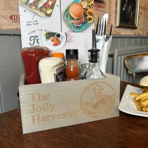 Condiment Holder Branded Table Caddy Grey Wash Restaurant cafe bar Hospitality - Picture 1 of 8
